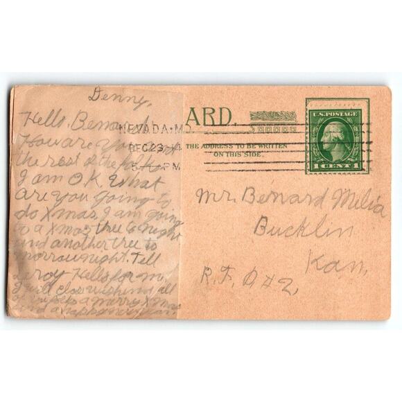 Santa Claus Christmas Postcard Saint Nick Rings Bell Reindeer Moon Snow 1913 - Picture 2 of 2